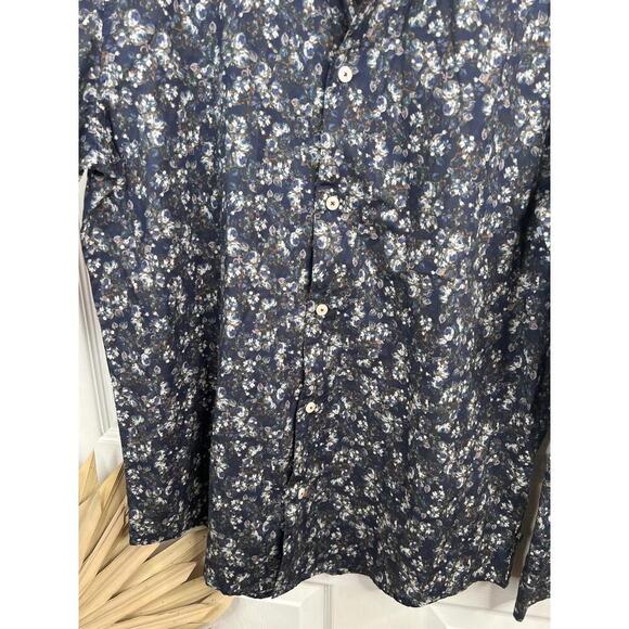 Soft Cloth Floral Pattern Point Collar Shirt Italian Woven Fabric Shirt Size L - Picture 4 of 13